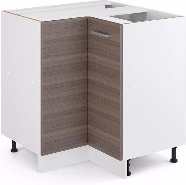 Armadio ad angolo universale R-Line Vicco Grigio opaco con ante a battente L/P/H: 75.6 x 46.0 x 81.6 cm – 1