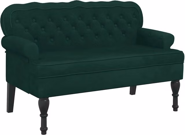 Panca con Schienale Verde Scuro 119,5x64,5x75 cm in Velluto CFW8086069