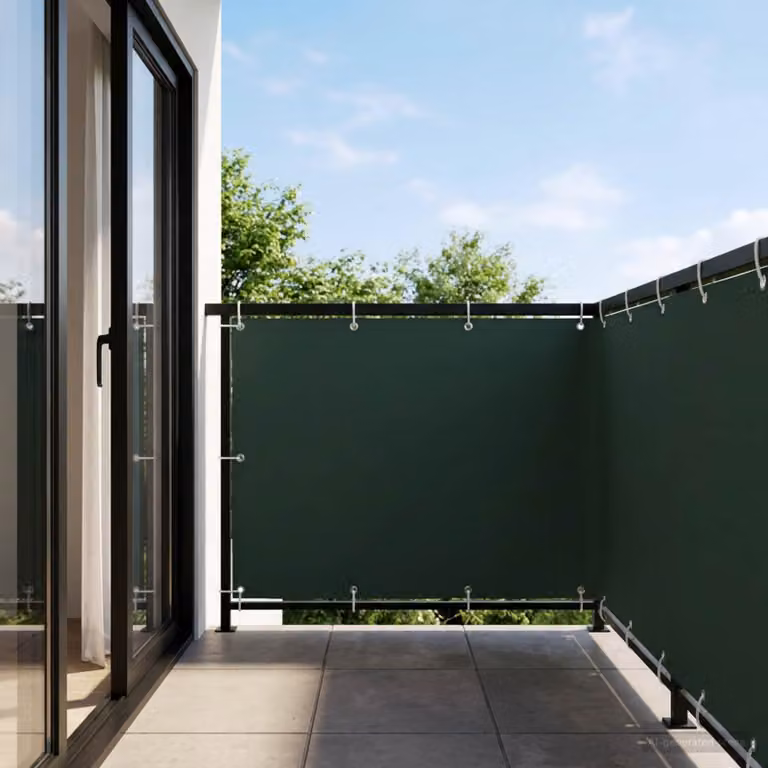 Schermo di privacy per balcone vidaXL in poliestere, disponibile in verde o grigio, L: 500 cm x H: 150 cm
