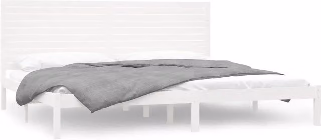 Letto matrimoniale | Letto per adulti | Giroletto Bianco in Legno Massello 200x200 cm