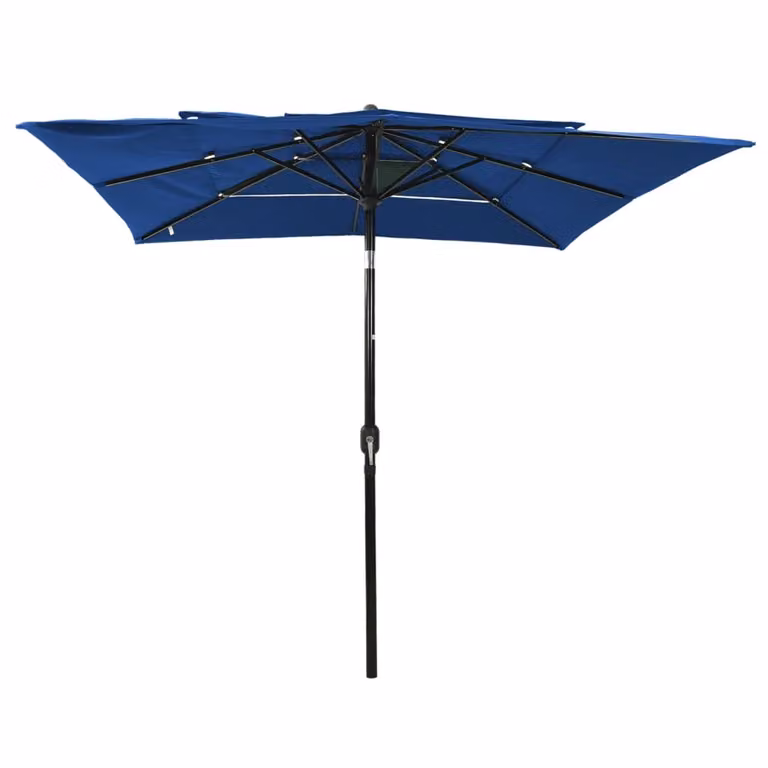 vidaXL Ombrellone con palo in alluminio a 3 strati azzurro 2,5x2,5 m