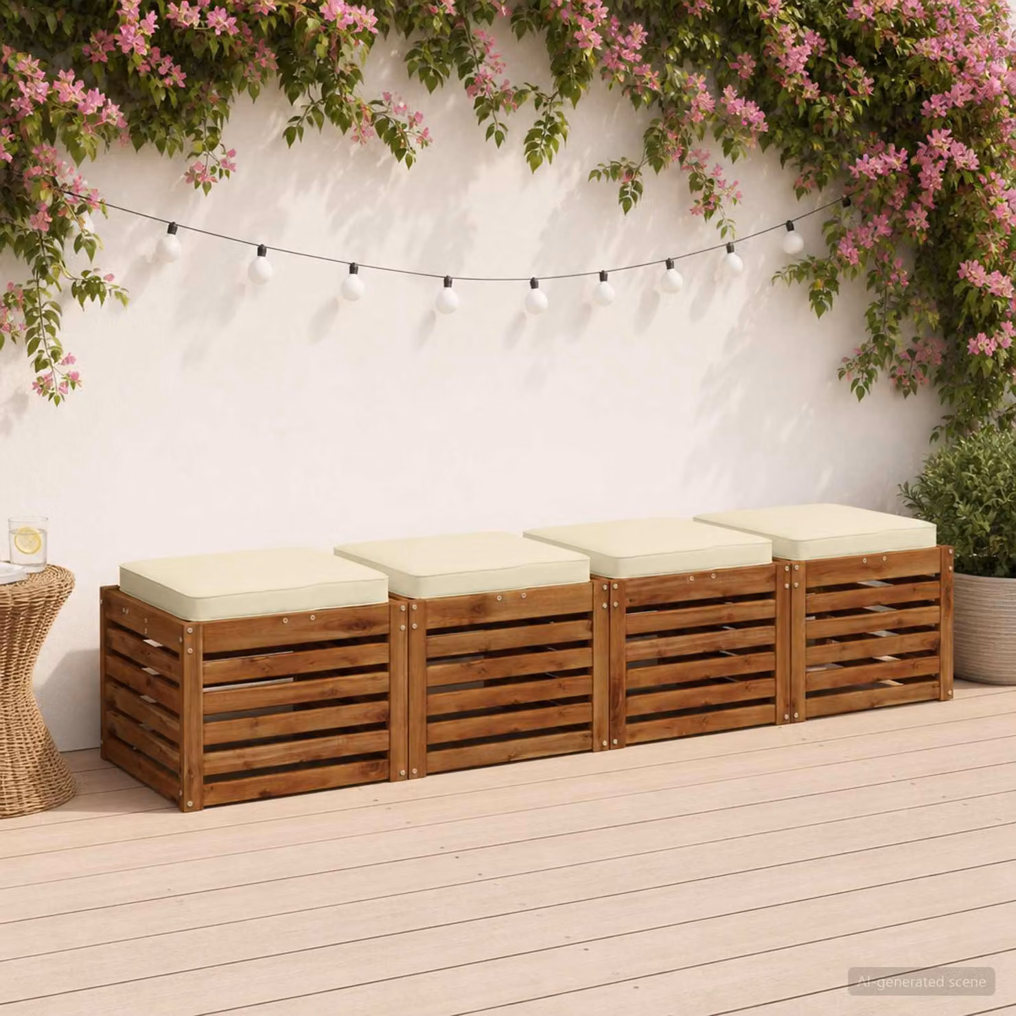 Set di 4 cuscini per sedia vidaXL VUGHT in poliestere, colore beige