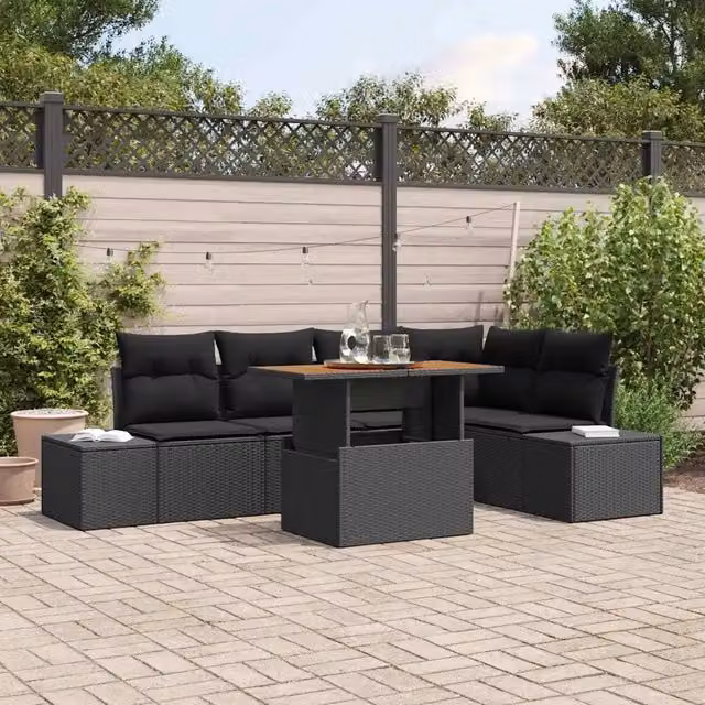 Set Divano da Giardino 6 pz Nero polyrattan 3349967