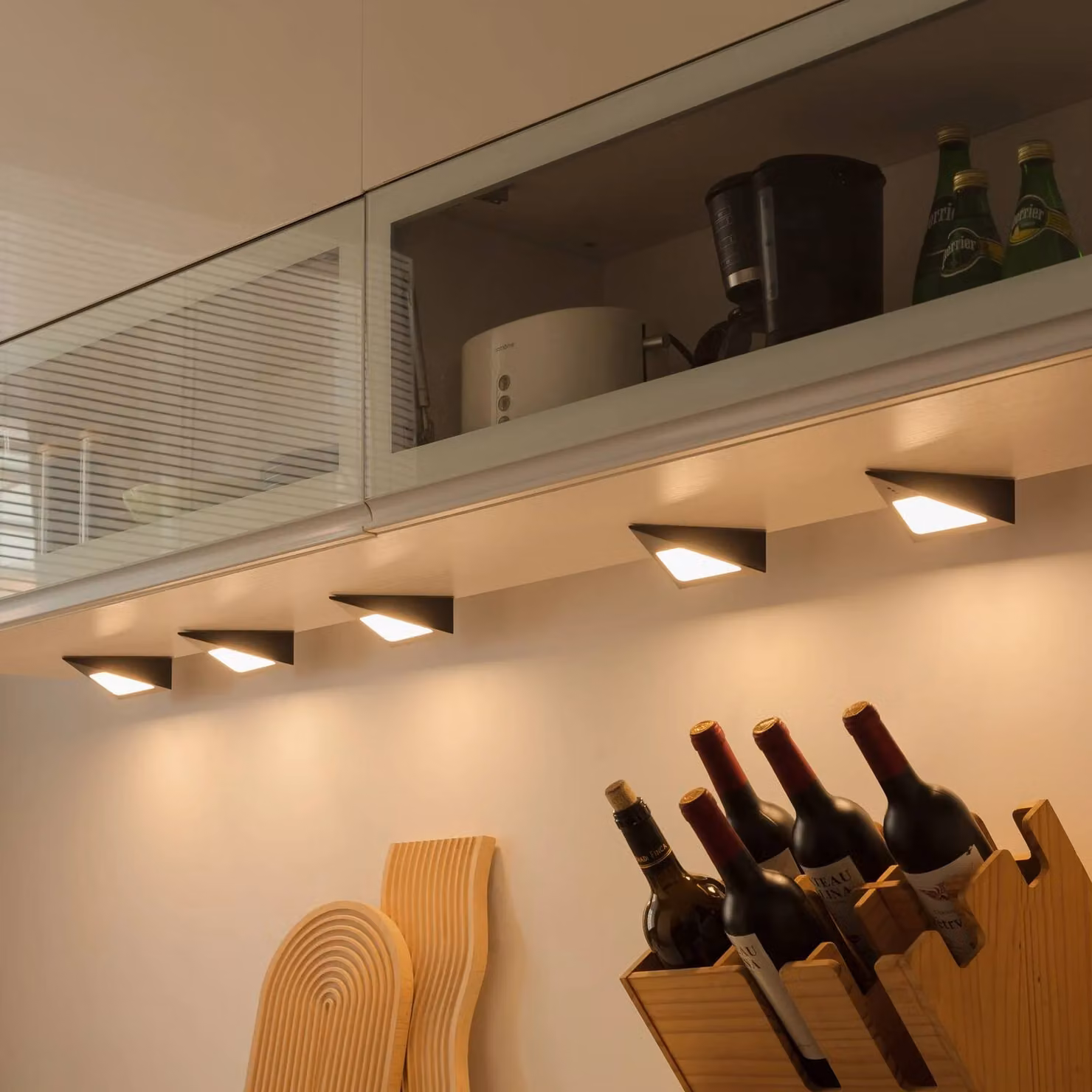 Prios Odia Lampada LED per mobili, nero, set di 5 PRIOS, dimmerabile, Nero, Soggiorno / Sala da pranzo, Acciaio Inox, Moderno, Lampade per mobili