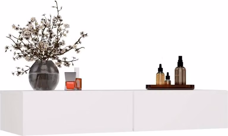 BDW, toletta a muro, 110×40×20 cm, con 2 cassetti, MIKA, bianco