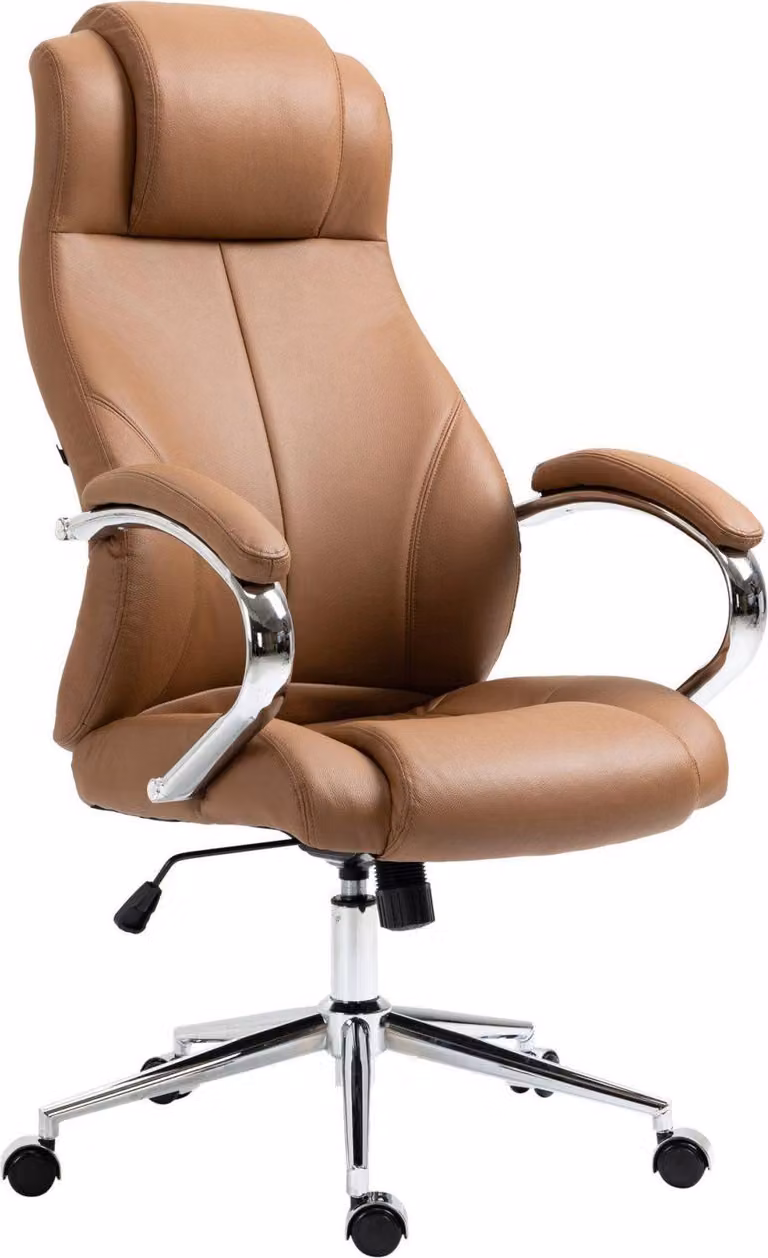 Sedia ergonomica per ufficio, sedia direzionale, sedia imbottita per coniugi - Design senza tempo | Colore: marrone chiaro