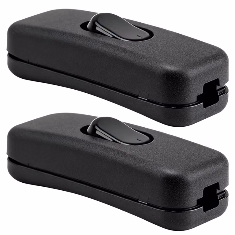 Set di 2 interruttori a levetta a 2 poli, 2A, 250V, colore nero