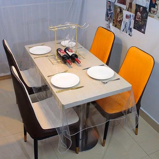Tovaglia in PVC trasparente, pellicola protettiva, copertura impermeabile, foglietti adesivi, tovaglia lavabile e idrorepellente per soggiorno, ufficio, sala da pranzo e cucina - trasparente - 152 cm x 259 cm
