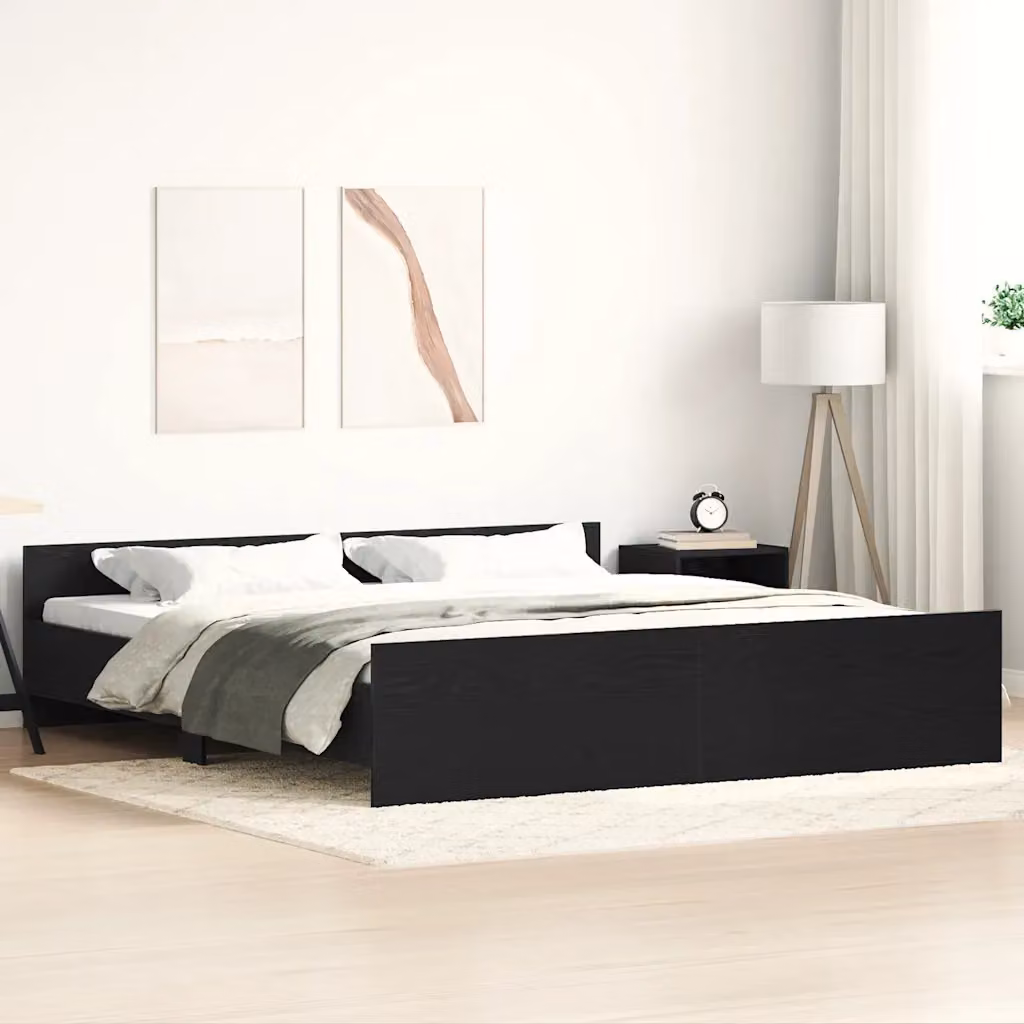 vidaXL Giroletto senza materasso in legno e MDF, Rovere Nero, 200 x 200 cm