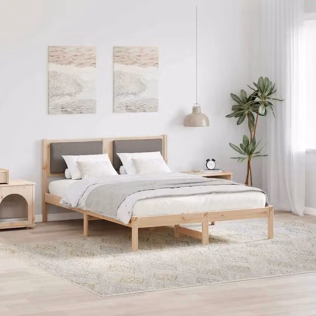 Struttura letto Talpa vidaXL in pino massello beige o grigio L/P/H: 150 x 200 x 85,5 cm