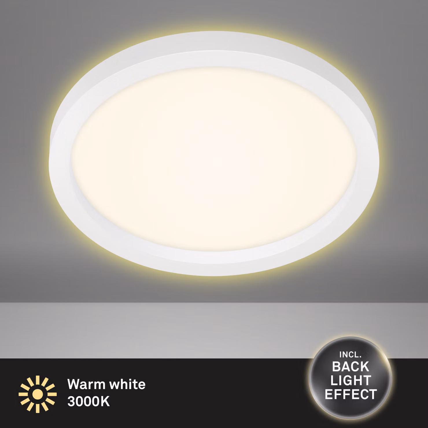 Plafoniera Briloner plafoniera Cadre LED 18W retroilluminazione rotonda bianca