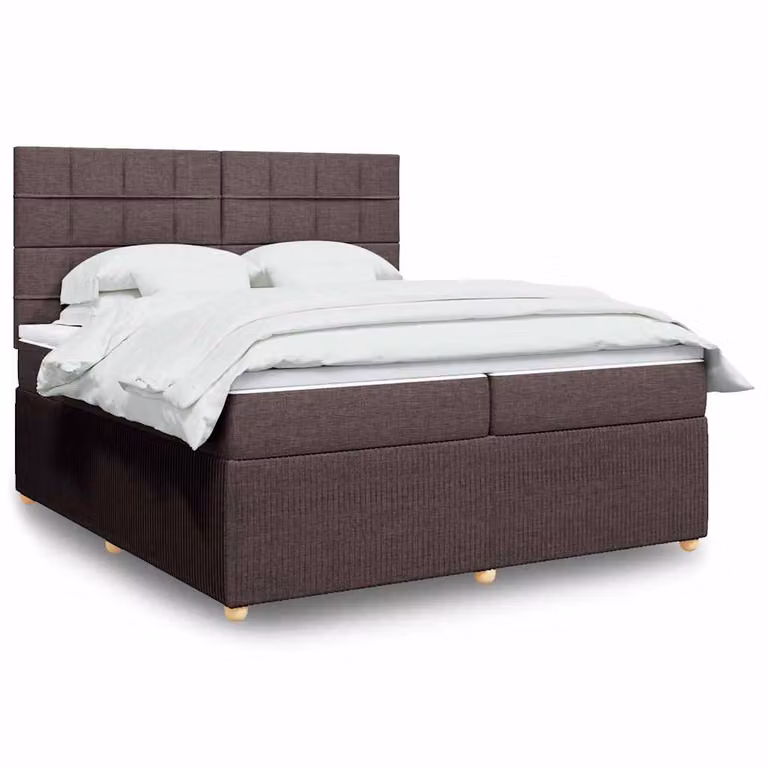 vidaXL Giroletto a Molle Ibrido con Materasso a Tasche Marrone Scuro e Bianco L/P: 200 x 200 cm