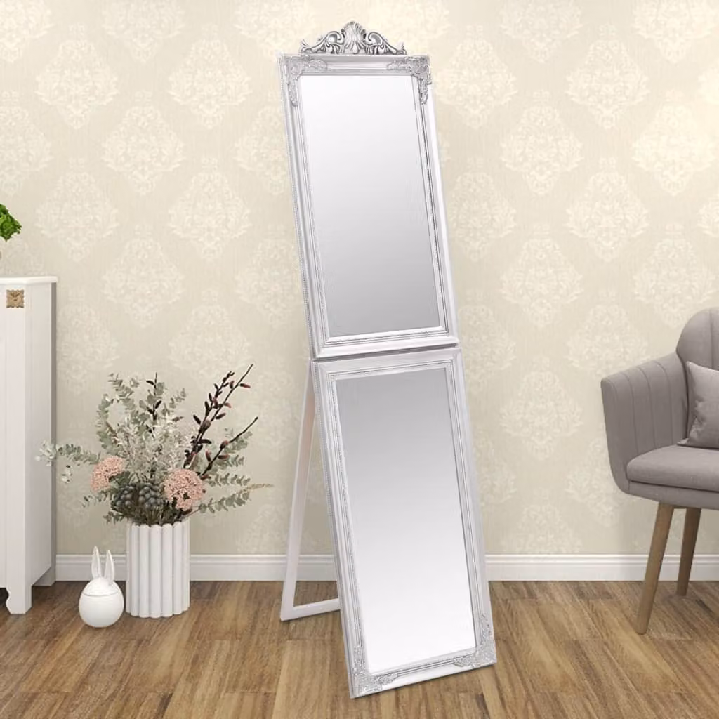 Specchio autoportante vidaXL in stile glamour, colore argento, L: 45 cm, H: 180 cm