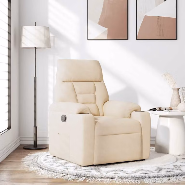 SYFAX™ Poltrona Reclinabile Beige in Tessuto di Microfibra
