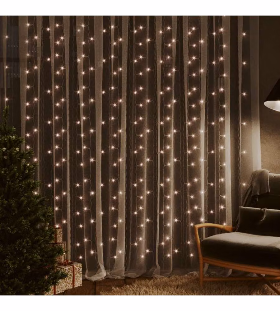 vidaXL Tenda Luci a Ghiaccioli con 300 LED Bianco Caldo – 2