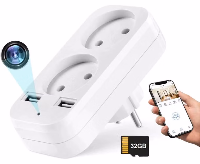 Mini Telecamera Adattatore doppio iUni AD1, Wi-Fi, 32GB, Full HD, Visualizzazione Live su telefono