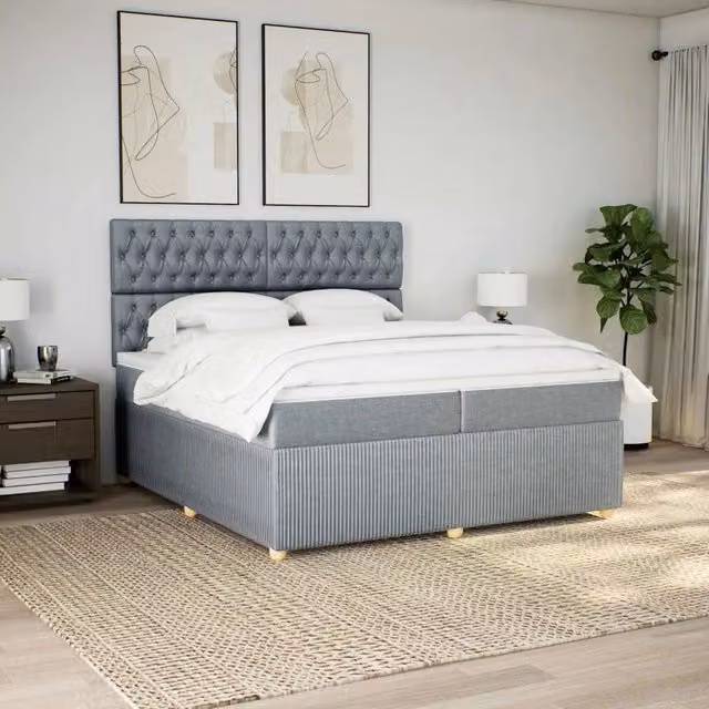 Letto Ibrido Moderno vidaXL con Materasso Grigio e Bianco L/P: 200 x 200 cm