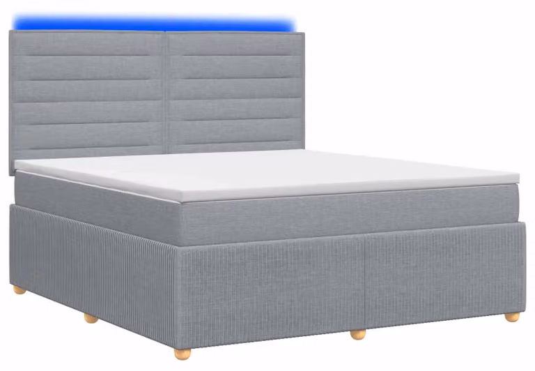 Letto boxspring LED con materasso Grigio chiaro 140 x 200 cm Tessuto