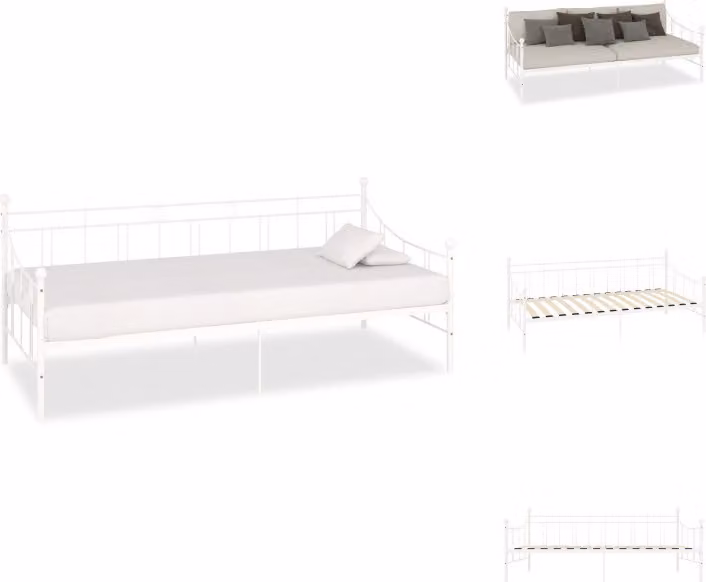 vidaXL Struttura letto giorno in metallo bianco 90×200 cm - Letti e strutture letto