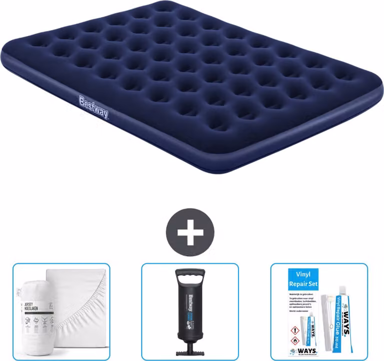 Materasso gonfiabile Bestway - 2 persone - 152 x 203 x 22 cm - Blu - Accessori inclusi