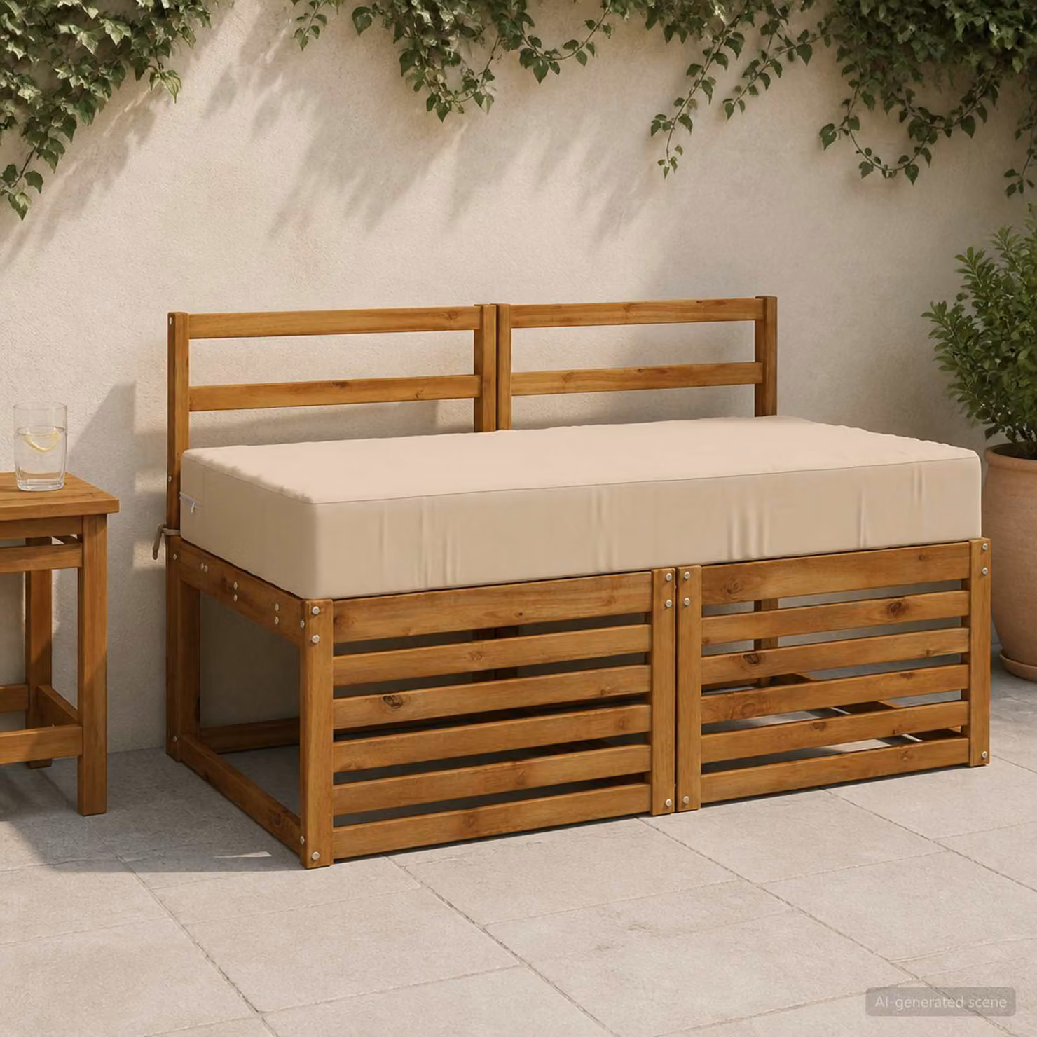 Cuscino per seduta vidaXL SOEST in poliestere beige con rivestimento lavabile e resistente ai raggi UV