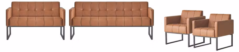 Arbeitszimmer-Set 4tlg 2x 3-Sitzer 2x Sessel Braun Einfarbig Modern Stil