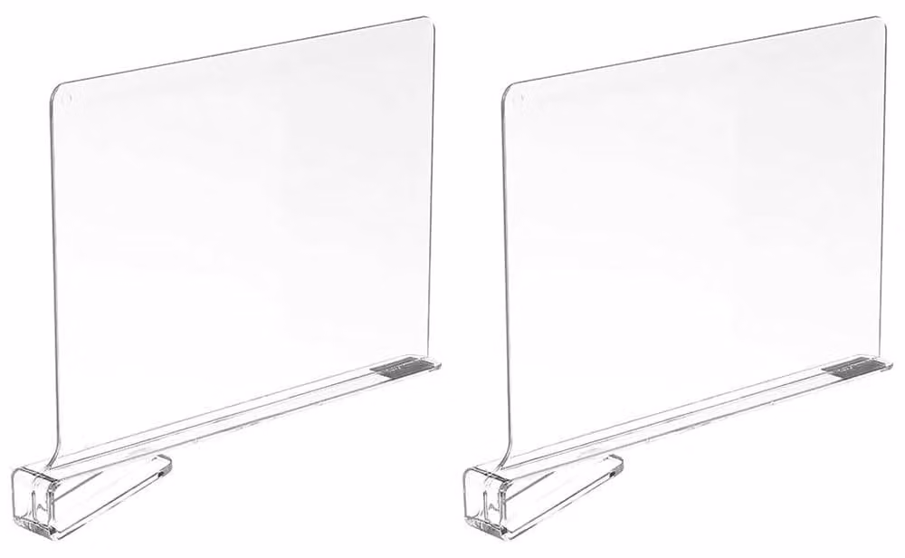Omgoods - Divisori per scaffali in acrilico - Separatori per mensole - Organizza i tuoi spazi - Trasparente - Ideali per armadi da cucina e librerie