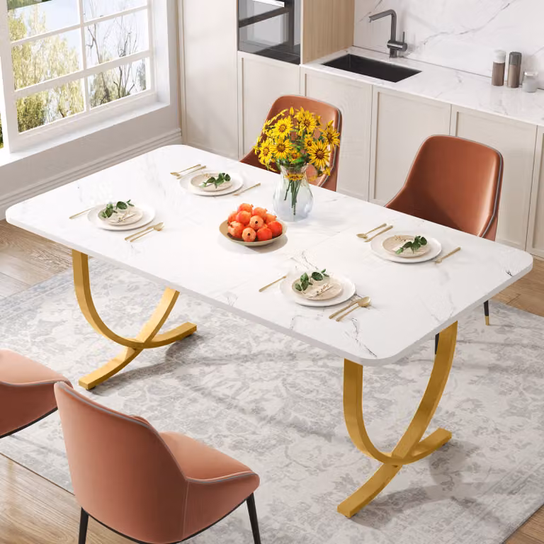 Tribesigns Tavolo da pranzo moderno per 6 persone, 160 x 80 x 75 cm, tavolo da soggiorno, rettangolare, tavolo da cucina, tavolo da pranzo per sala da pranzo e cucina, soggiorno