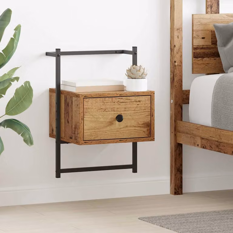 Set di 2 Armadi da Notte vidaXL in Legno Vecchio Marrone L 35 cm x P 30 cm x H 51 cm