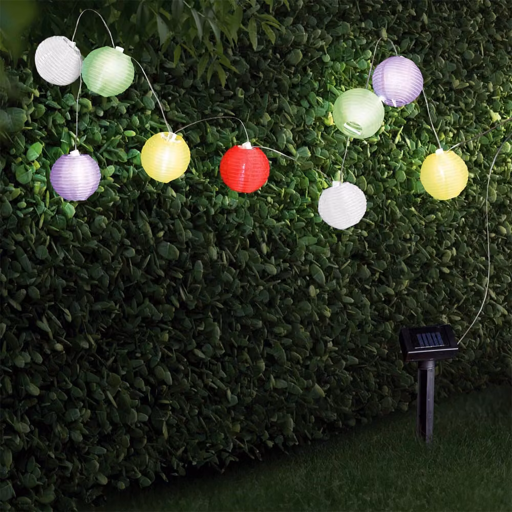 Catena di lanterne solari con 10 LED bianchi e batteria integrata