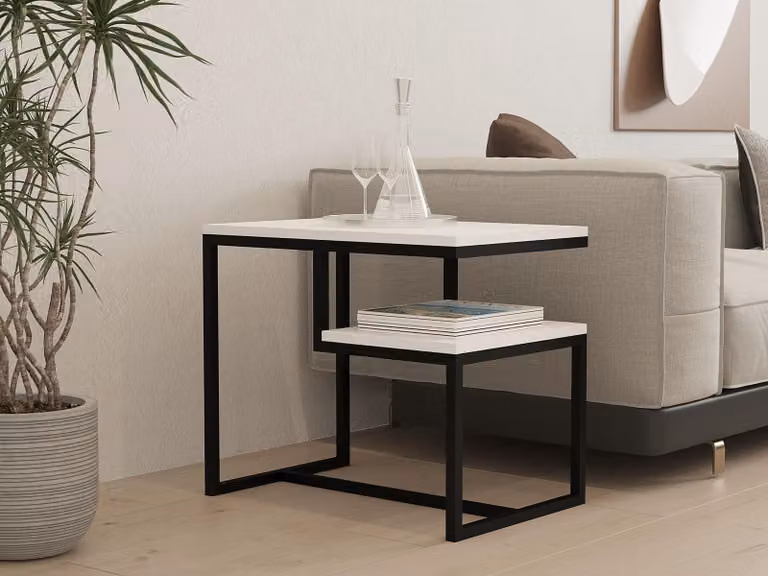 Solidchoice - Tavolino da salotto moderno, bianco, dimensioni 60 x 52 x 40 cm, in melaminico