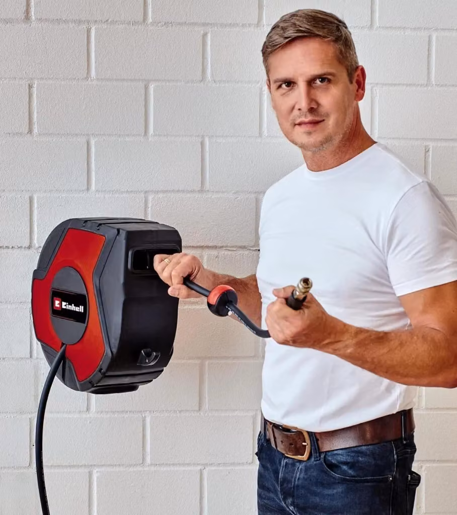 Avvolgitubo automatico da parete Einhell con tubo da 16,9 m, colore rosso – 2