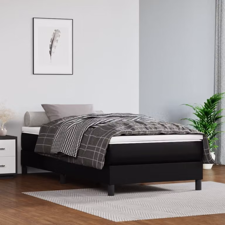 The Living Store struttura letto nera 90x190 cm in ecopelle