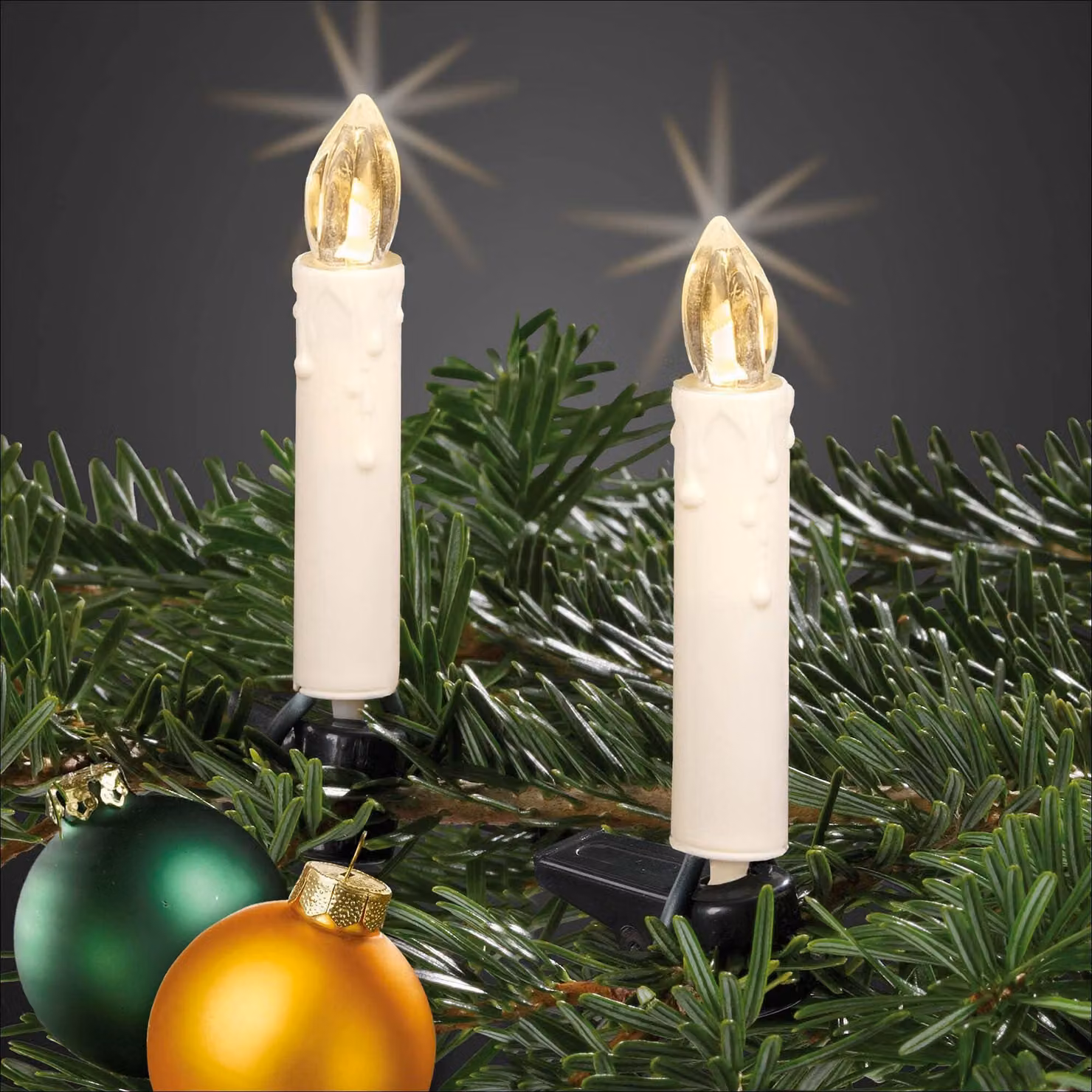 Candele natalizie a LED, 30 LED bianchi caldi, color avorio, lunghezza illuminata: 8,7 metri