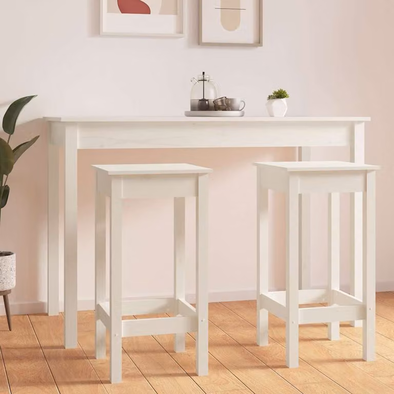 Set di 2 sgabelli da bar vidaXL in legno di pino bianco, L/P/H: 40 x 40 x 78 cm