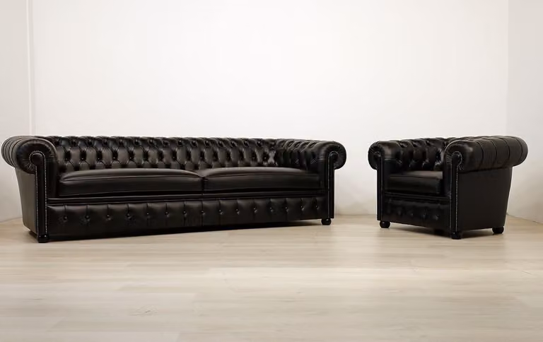 Chesterfield Design Luxus Polster Sofa Couch Sitz Garnitur Leder #C11