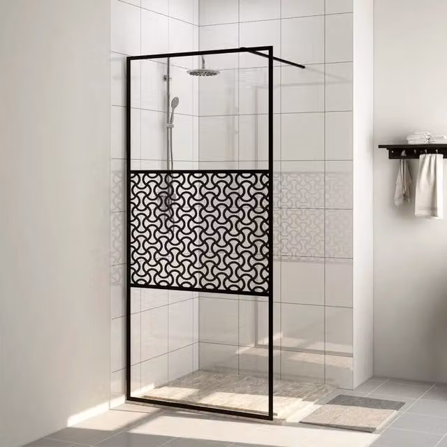 Parete per doccia walk-in vidaXL in vetro trasparente con profili neri L: 100 cm, H: 195 cm