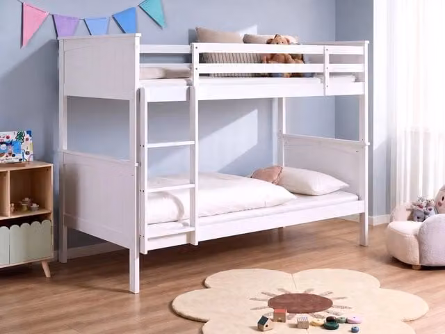 Letto a castello Beliani in legno di pino bianco per bambini, L/P/H: 206 x 120 x 151 cm – 1