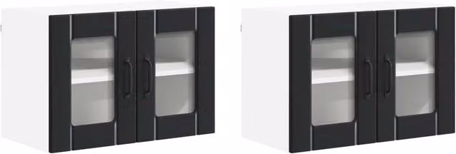 Set di 2 pensili da cucina moderni HELLOSHOP26 in legno composito nero e bianco L/P/H: 60 x 31 x 40 cm