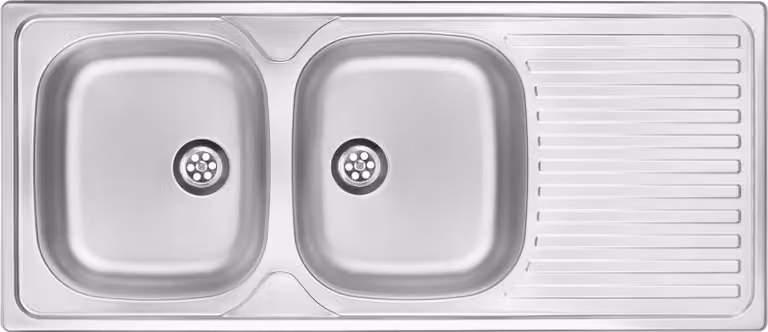 2-bowl steel sink with drainer