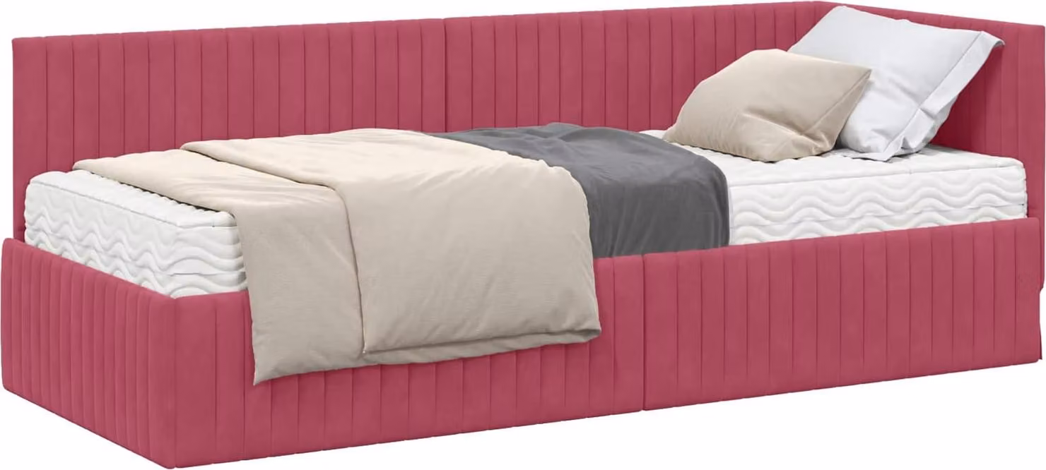 Struttura Letto Angolare con Materasso 2 pcs Verde Velluto