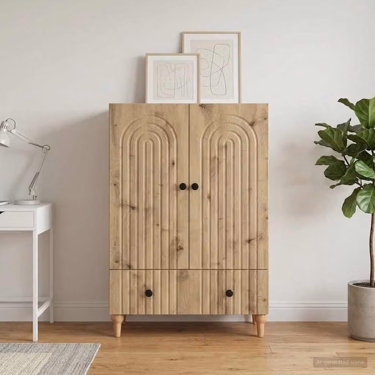 Credenza moderna vidaXL in legno color marrone L: 66 cm, P: 34,5 cm, H: 95 cm