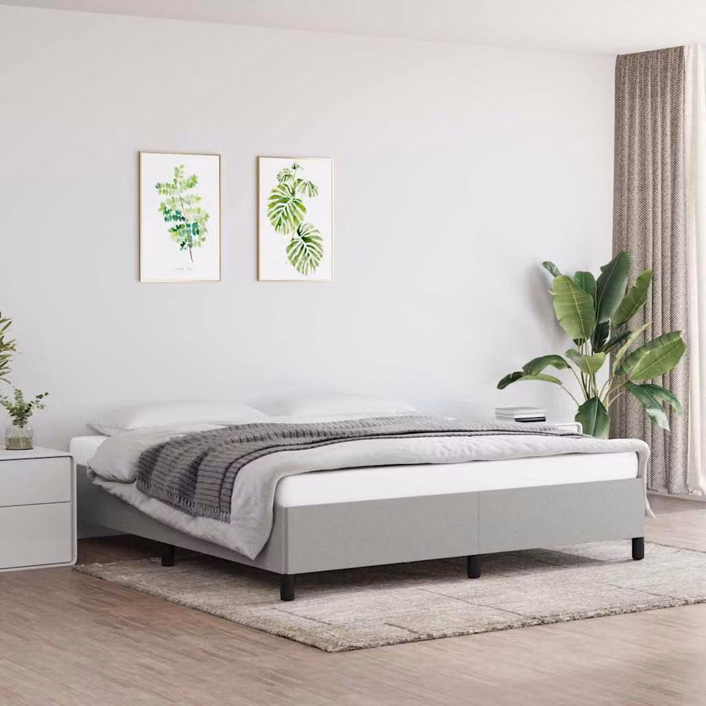 vidaXL Giroletto senza Materasso Rivestito in Tessuto Grigio L: 180 cm, P: 200 cm, H: 140 cm
