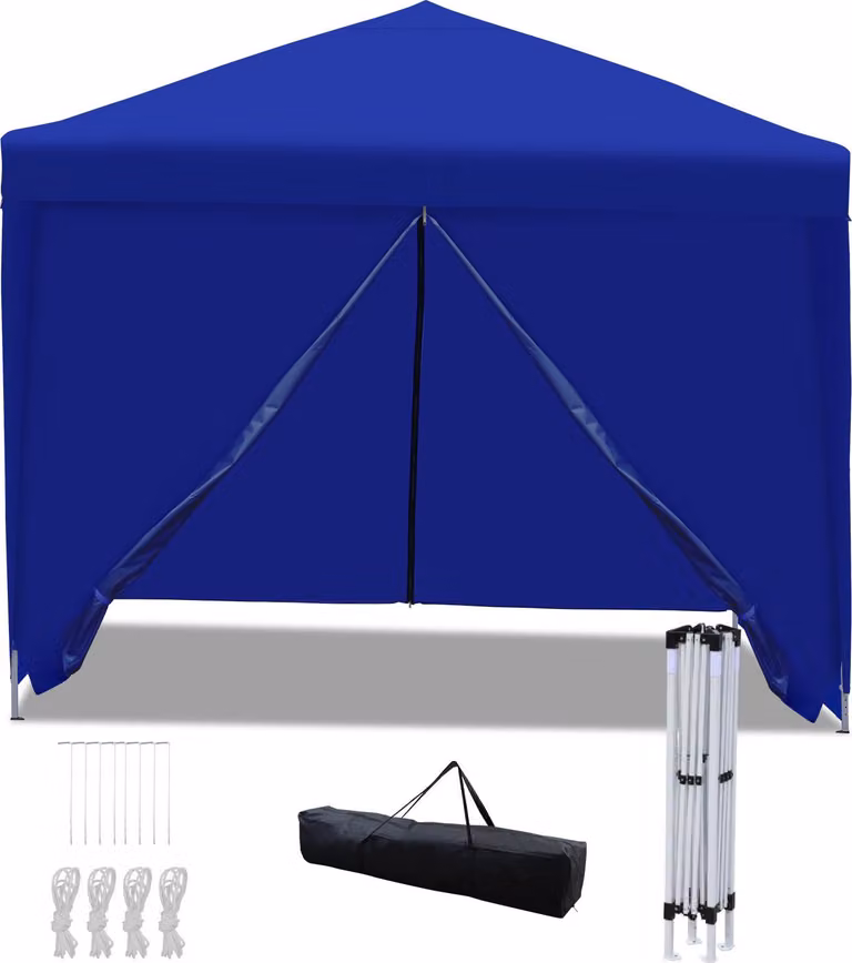 Gazebo pieghevole Izrielar 3x3 m impermeabile con borsa, gazebo pieghevole per giardino e outdoor, blu