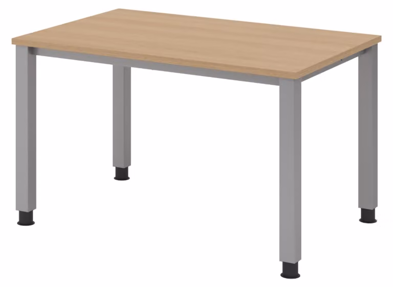 Scrivania bümö Serie Q - Struttura: argento, Dimensioni: 120 x 80 cm, Finitura: rovere