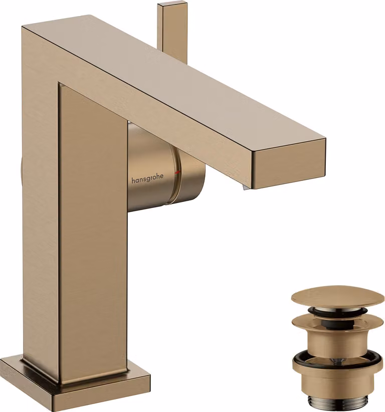 Mitigeur monocommande de lavabo hansgrohe Tecturis E Fine 110, portée 155 mm, garniture d'écoulement PUSH, CoolStart, EcoSmart+, 73020140, 73020140