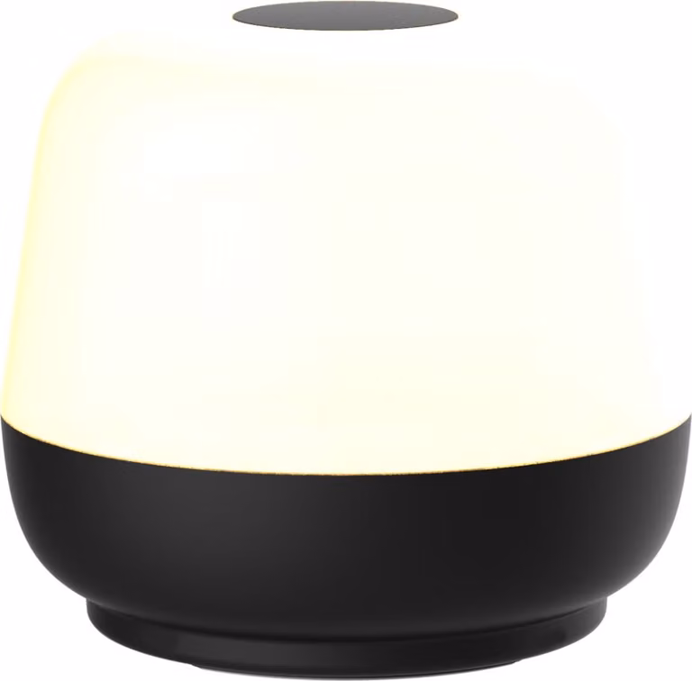 Lampada da tavolo da esterno per terrazzo, moderna, nera, rotonda, LED 1,2 W, luce calda, batteria ricaricabile USB-C, IP44, SAMBA Polux