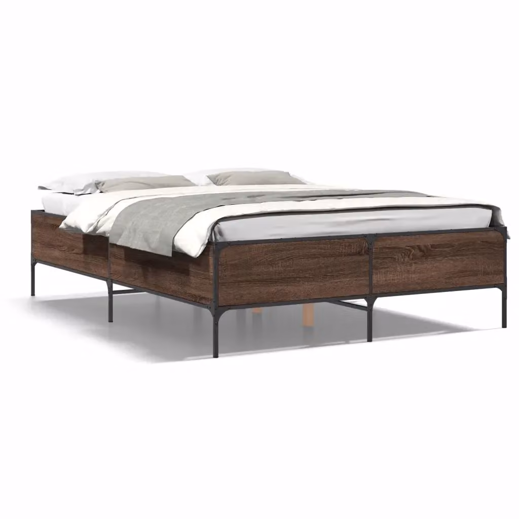 Letto con struttura in metallo e legno rovere marrone vidaXL L/P: 120 x 200 cm – 2