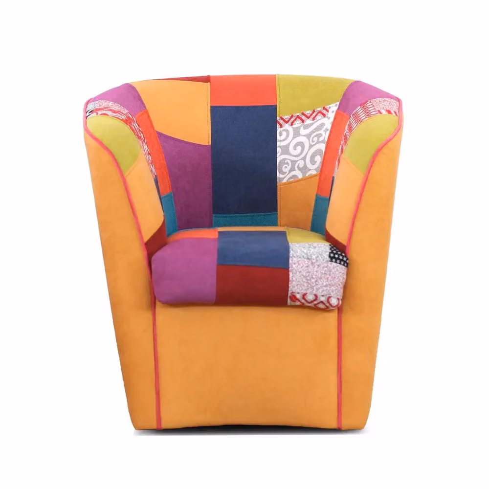 Poltrona Patchwork Redokasa modello Azzurra con struttura in legno e tessuto antimacchia multicolore giallo e astratto – 2