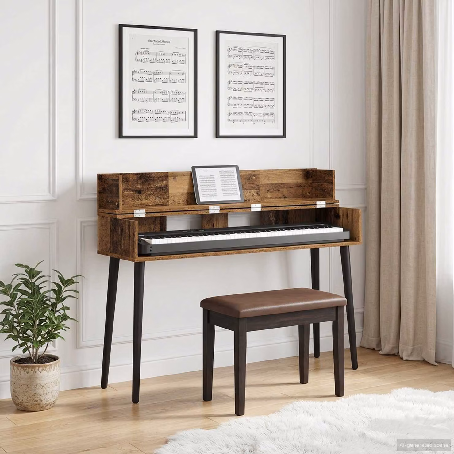 Scrivania da studio moderna vidaXL in legno di quercia color marrone L: 130 cm, P: 40 cm, H: 19,5 cm
